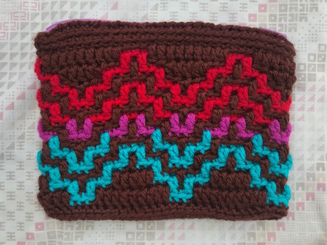 ANAGLYPH Mosaic Crochet Zippered Pouch Etsy