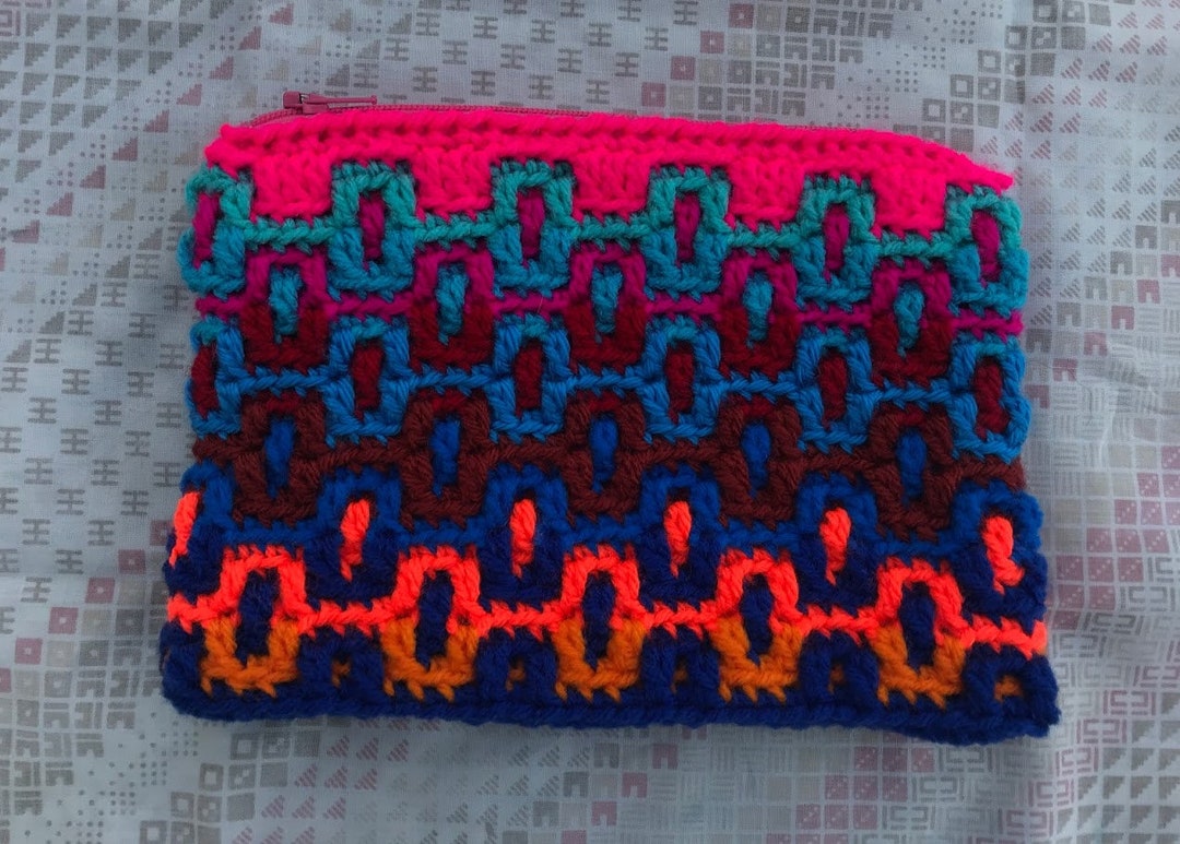 MOLTEN SEA Mosaic Crochet Zippered Pouch Etsy