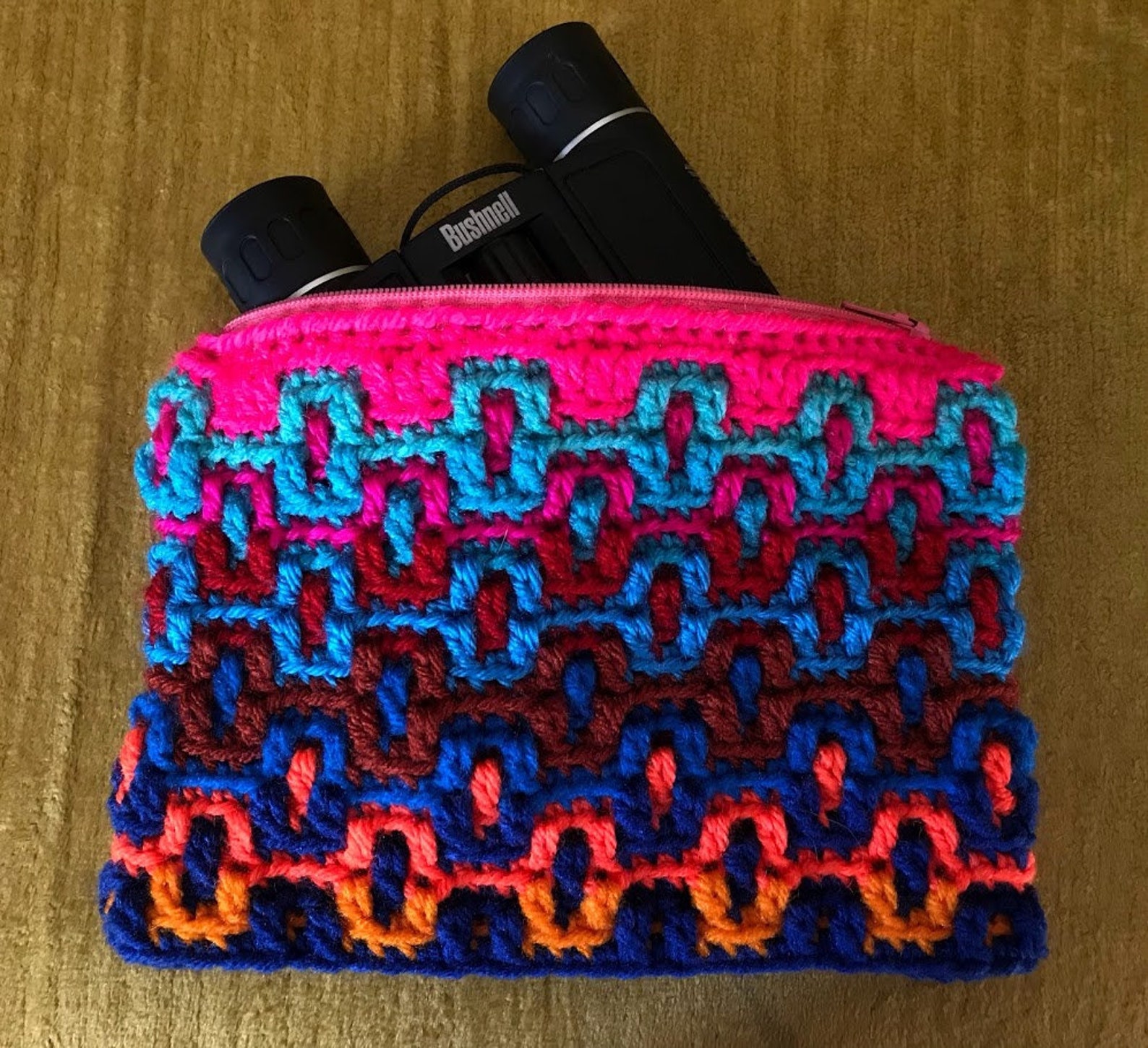 MOLTEN SEA Mosaic Crochet Zippered Pouch Etsy