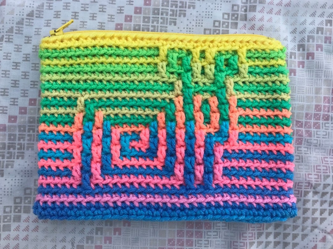 SNURFSTYLE Mosaic Crochet Zippered Pouch Etsy