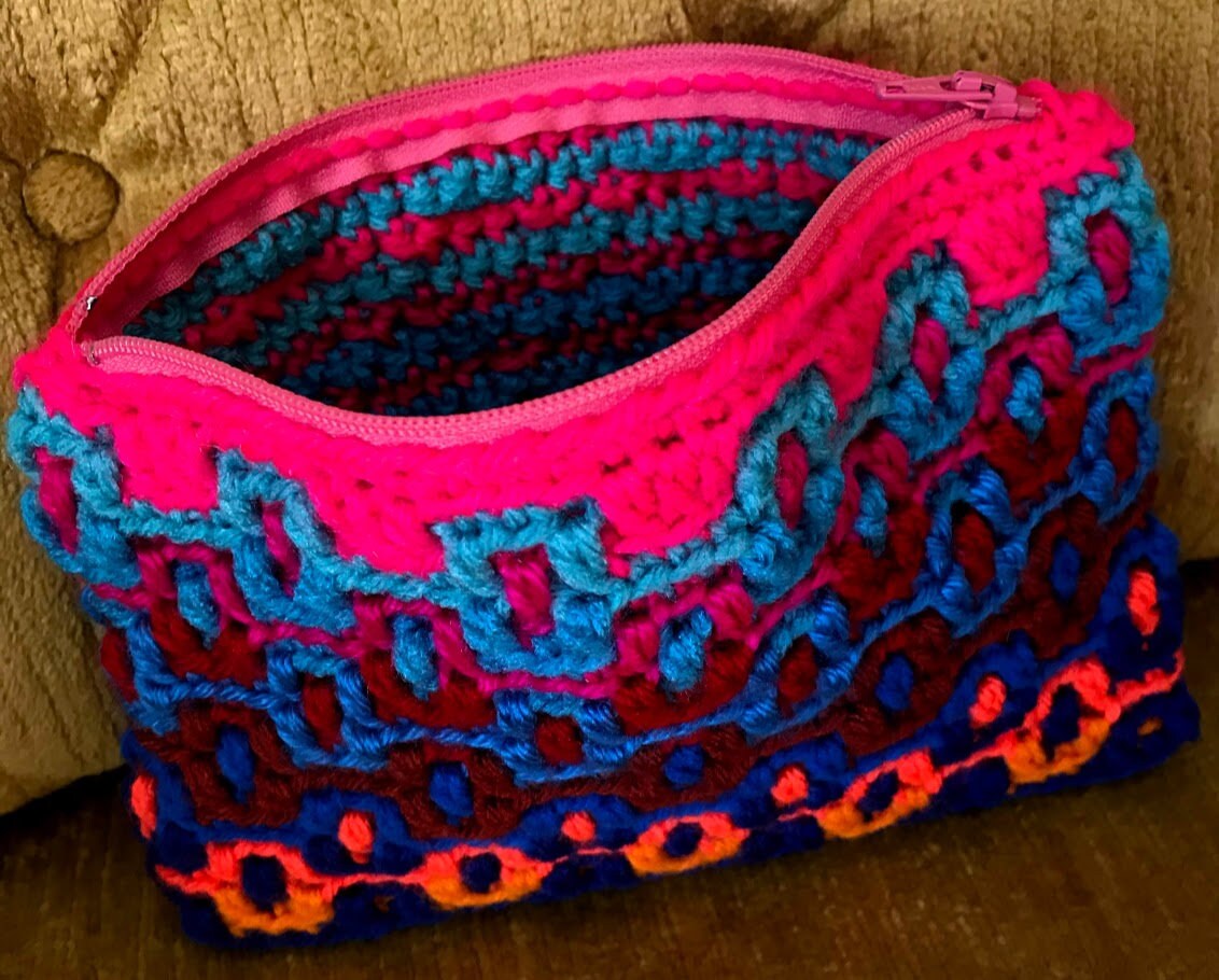 MOLTEN SEA Mosaic Crochet Zippered Pouch Etsy
