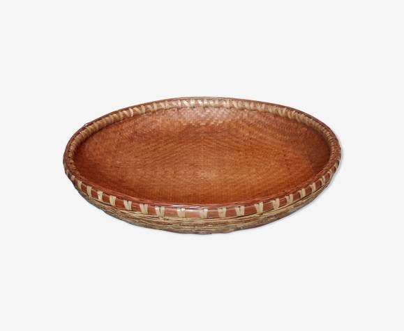 Corbeille Plat à Fruits en Rotin Vintage