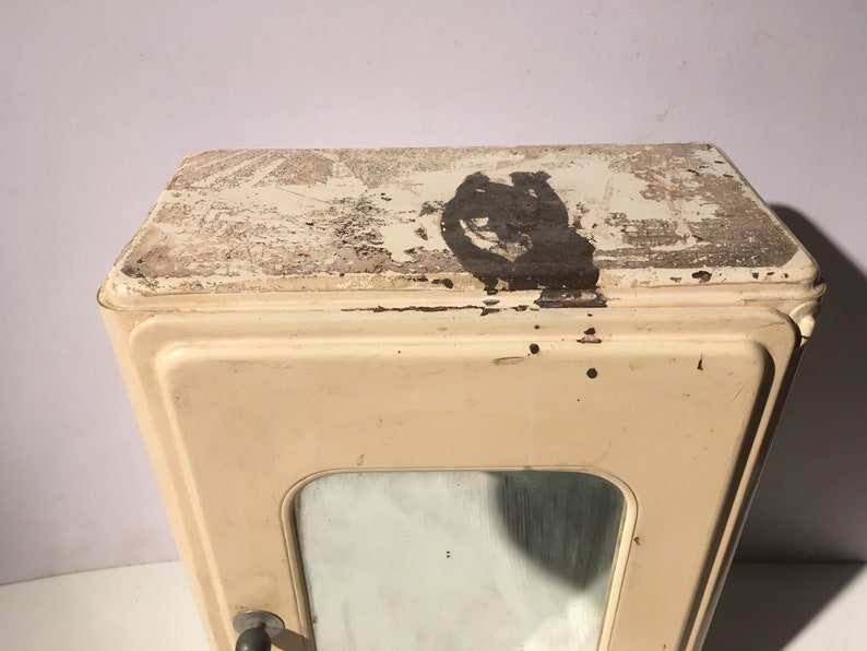 Antiguo botiquín de metal vintage con espejo | Etsy