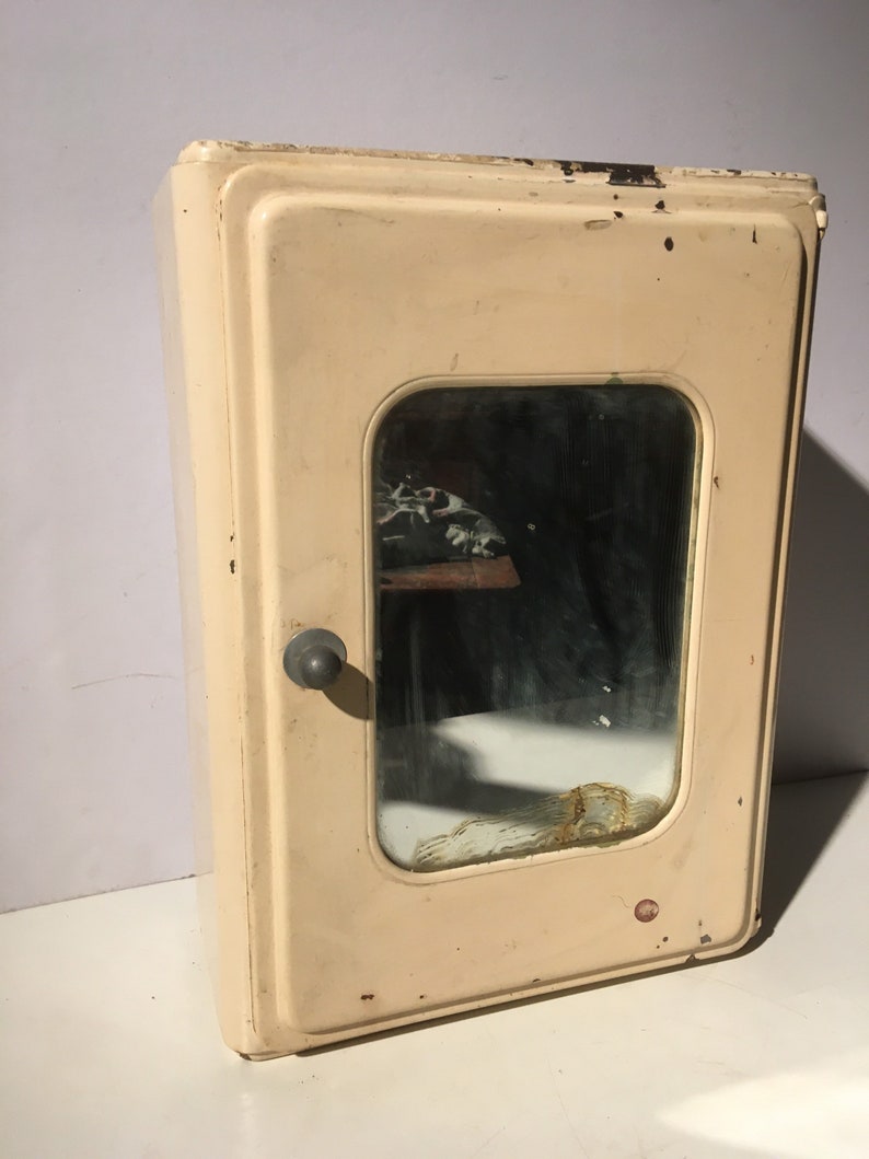 Antiguo botiquín de metal vintage con espejo | Etsy