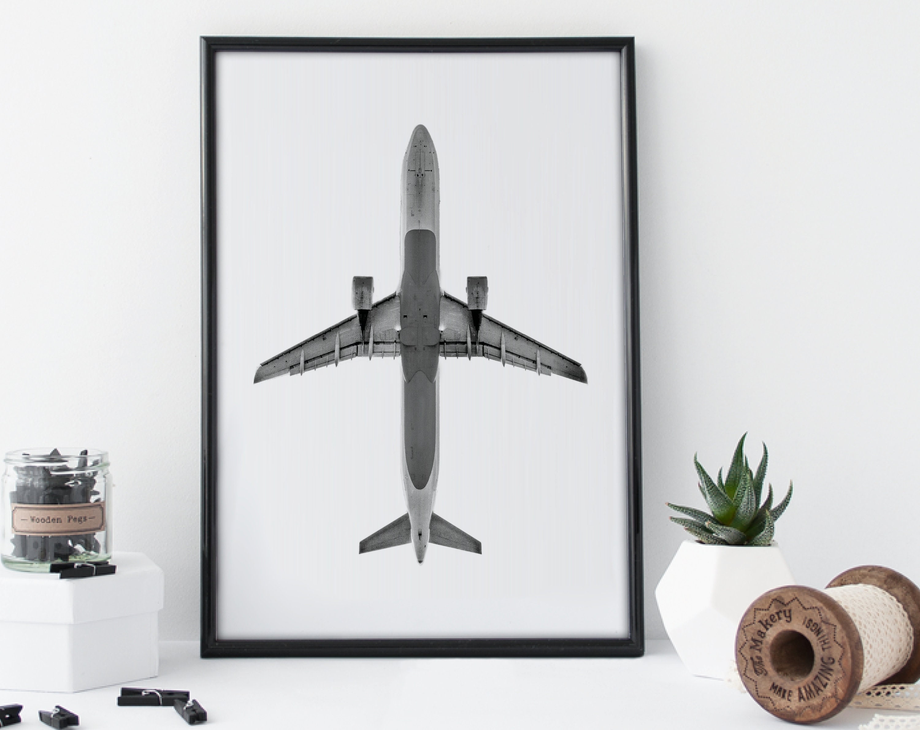 Airplane print Printable Poster Black and White airplane Etsy