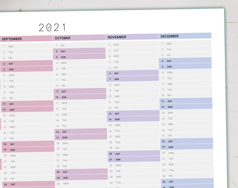 2021 wall calendar yearly overview printable calendar