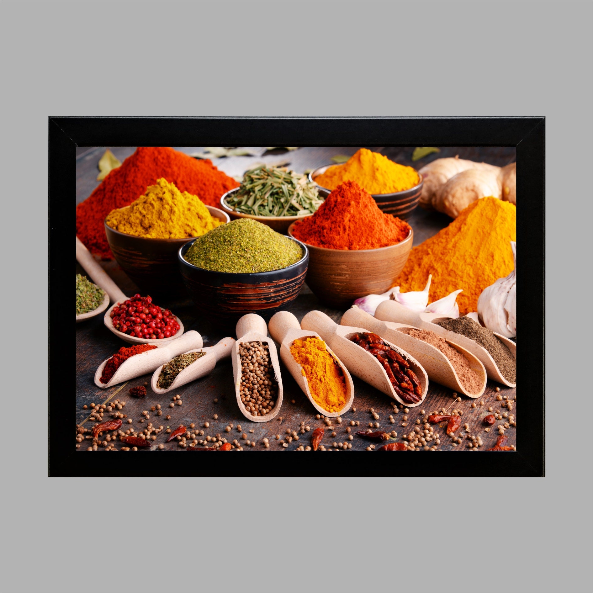 Kitchen wall art Framed spices print | Etsy