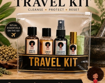 LAB Shaman Travel Kit |  Spiritual Protection Travel Set, Florida Water, Chinese Floor Wash, Shower Cleanse, Safe Travel Oil