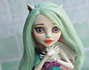 OOAK/Сustom Monster High collectible doll Rochelle Goyle, original repaint doll,gift for girls,a beautiful gift for your beloved