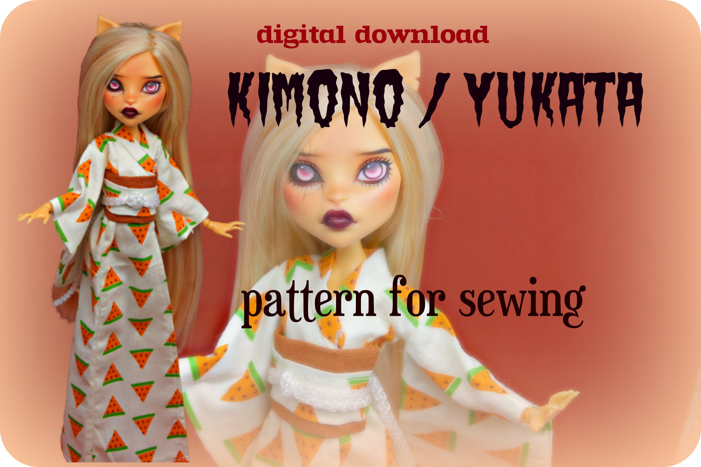 Ooak Monster high doll pattern for sewing Kimono Yukata / Ever | Etsy