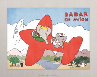 Babar En Avion Art Print | Unframed