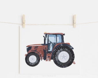 Tractor Kids Art | Red | Unframed