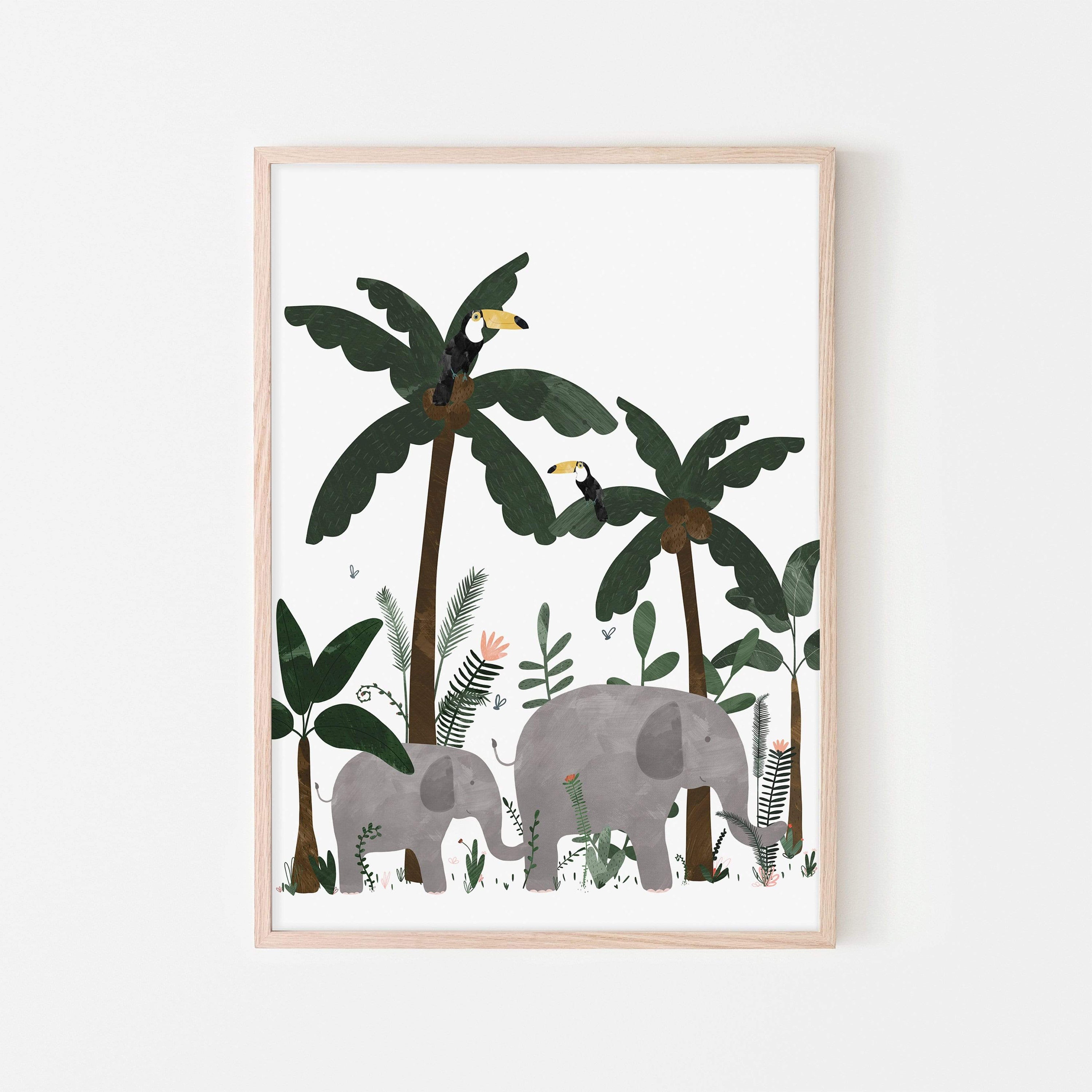 Blanco Elefantes en la selva Estampado / Estampado enmarcado - Etsy México Blanco Elefantes en la selva Estampado / Estampado enmarcado - Etsy México