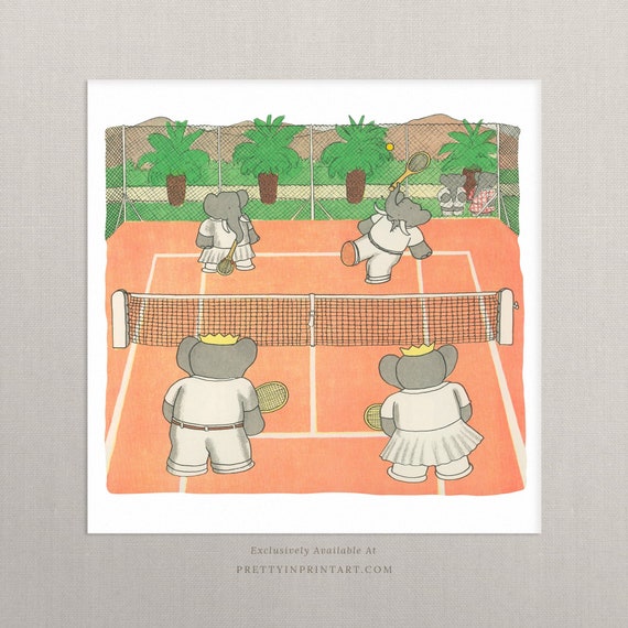 Babar Tennis Square | Unframed - Etsy