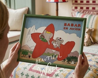 Babar En Avion Poster by Jean De Brunhoff A3 - Etsy