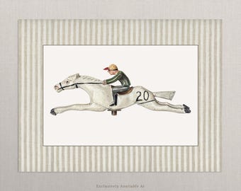 Toy Horse Vintage Nursery Art | Unframed