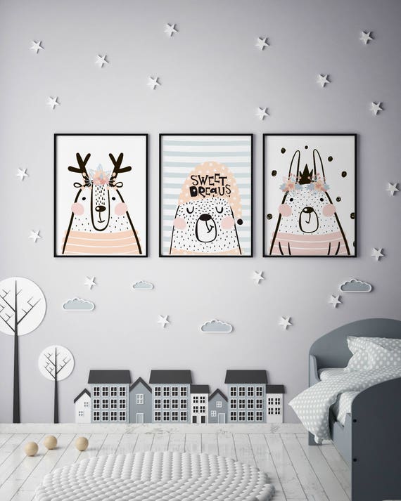 Animal nursery decor Nursery wall art PRINTED artanimal | Etsy