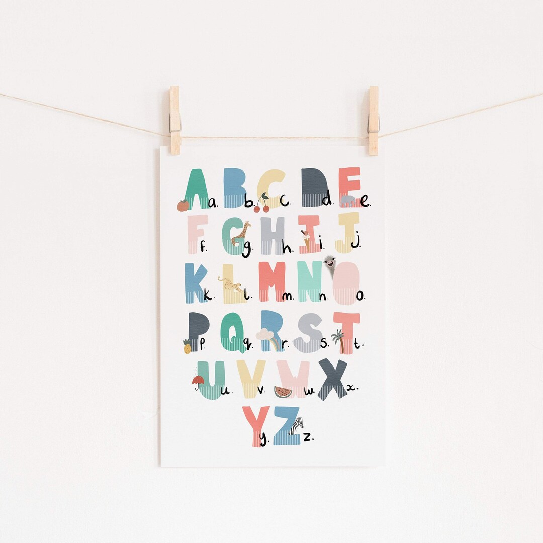 Alphabet Chart Rainbow Colours Illustrated Unframed - Etsy