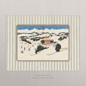 Babar Nursery Art; Skiing | Unframed