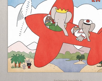 Babar En Avion Art Print | Unframed (frame NOT Included) - Etsy UK