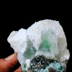 Natural BEAUTIFUL disco ball green apophyllite  with stilbite and mordonite