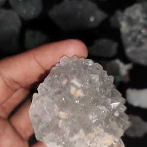 White Apophyllite Cluster: Raw Crystal from India