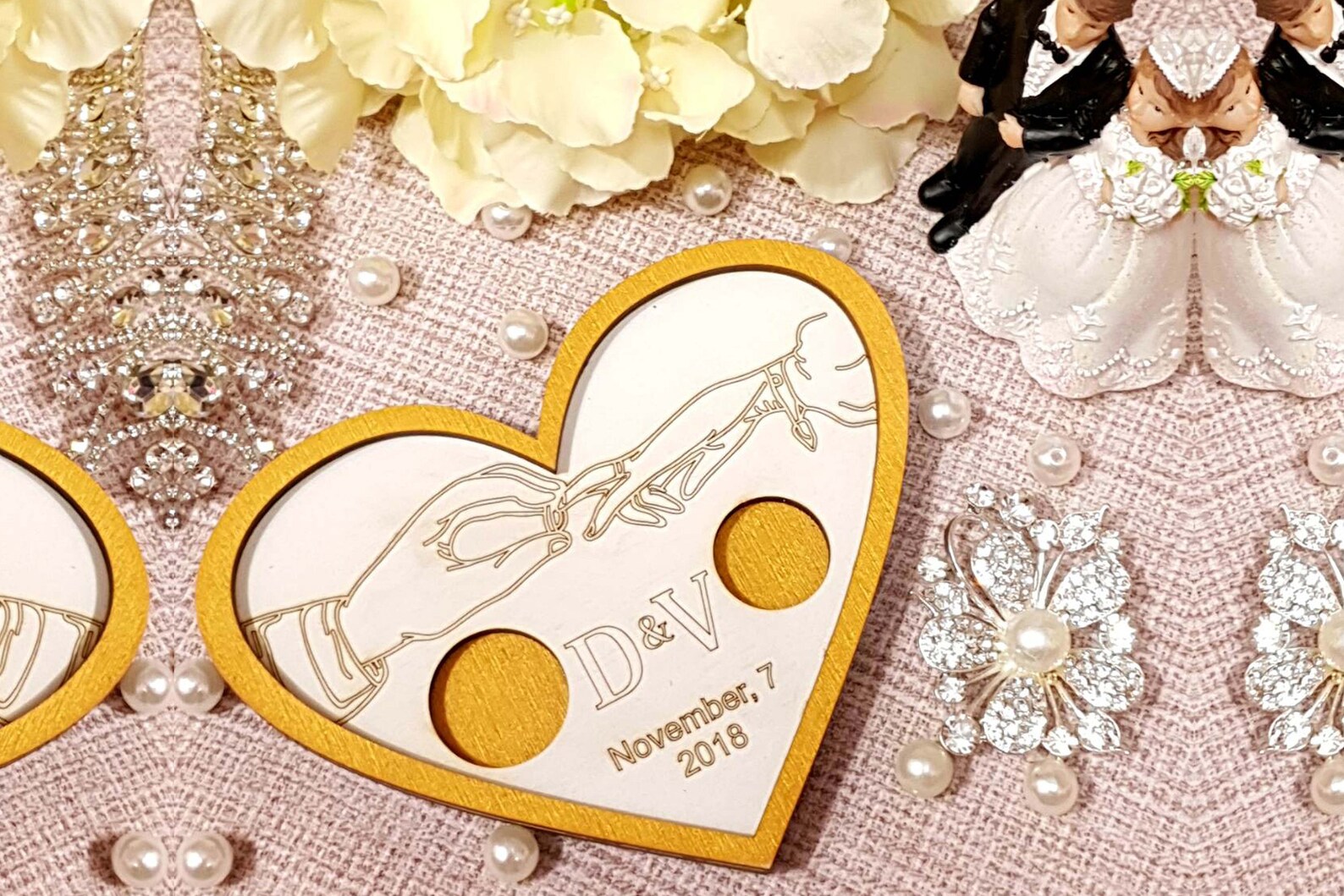 Heart Shaped Wedding Ring Stand Wooden ring holder Wedding Etsy