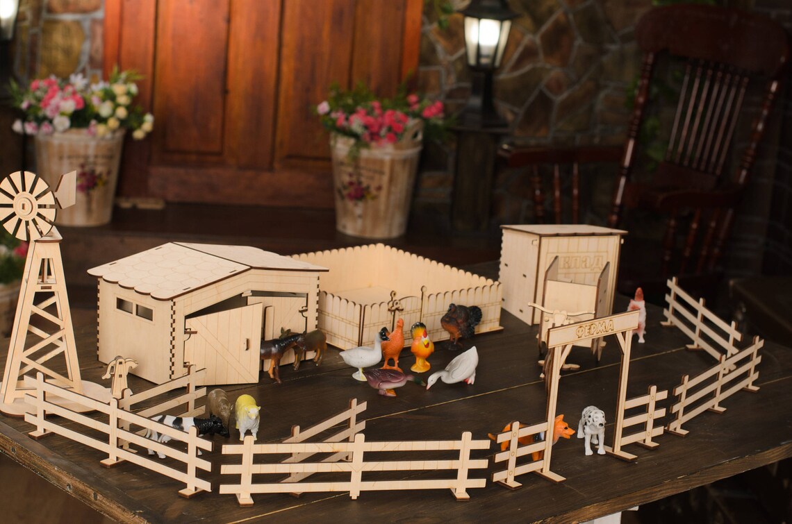 SALE Wooden Farm Figures Set Family wooden toys baby toys Etsy