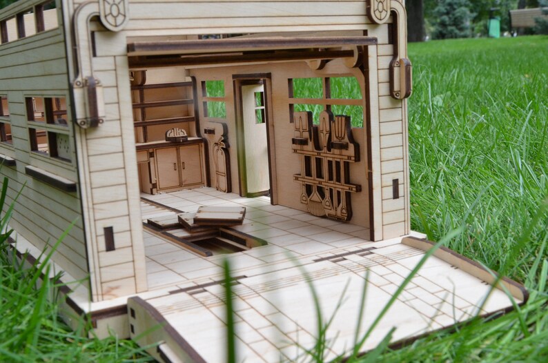 Wooden garage Boy gift Dollhouse with Up and Over Door Garage Etsy