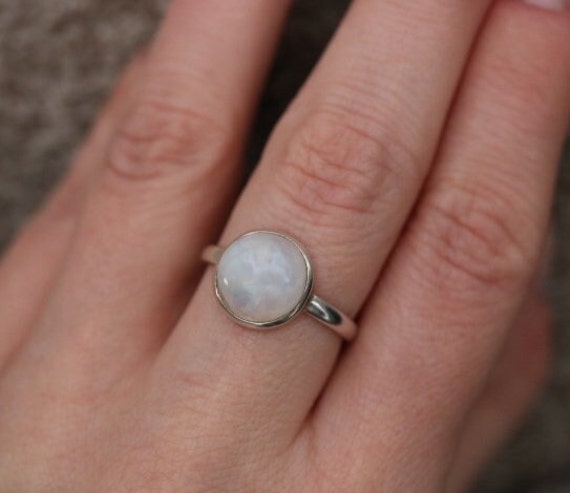 Rainbow Moonstone 925 Silver Ring