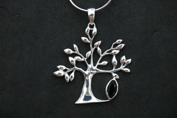 Tree of Life Pendant with Black Onyx | 925 Sterling Silver