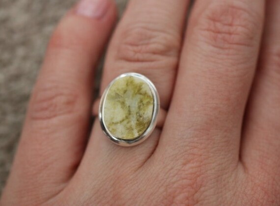 Iona Marble | Scottish Green Marble Ring | 925 Sterling Silver