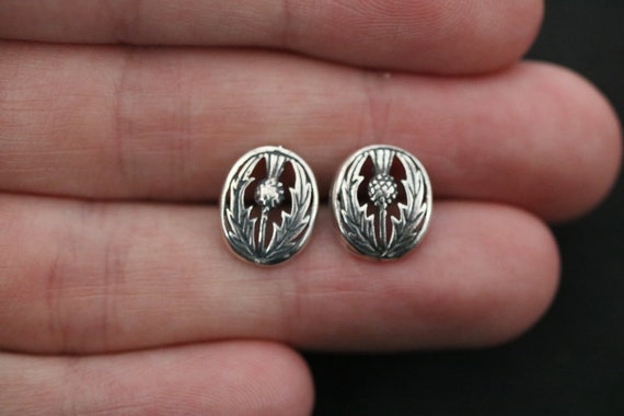 Scottish Thistle Stud Earrings | 925 Sterling Silver