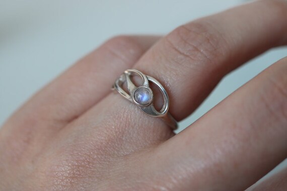 925 Silver Ring with Rainbow Moonstone