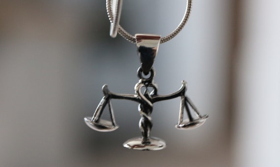 Libra Zodiac Sign Sterling Silver Pendant