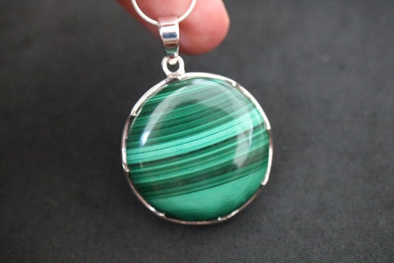 Malachite Pendant 925 Sterling Silver
