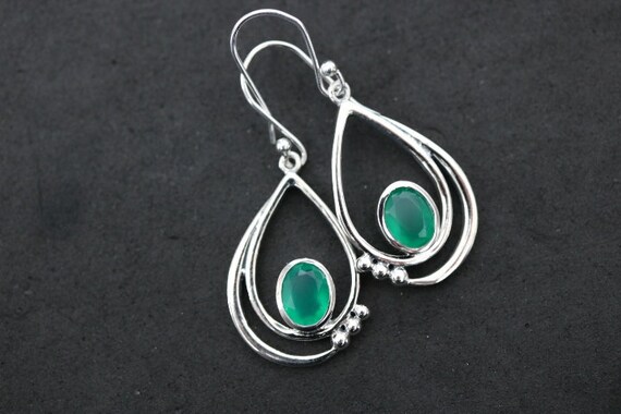 Green Chalcedony  Earrings | 925 Sterling Silver