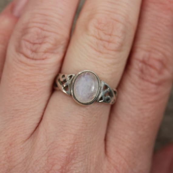 Rainbow Moonstone Ring |  925 Sterling Silver