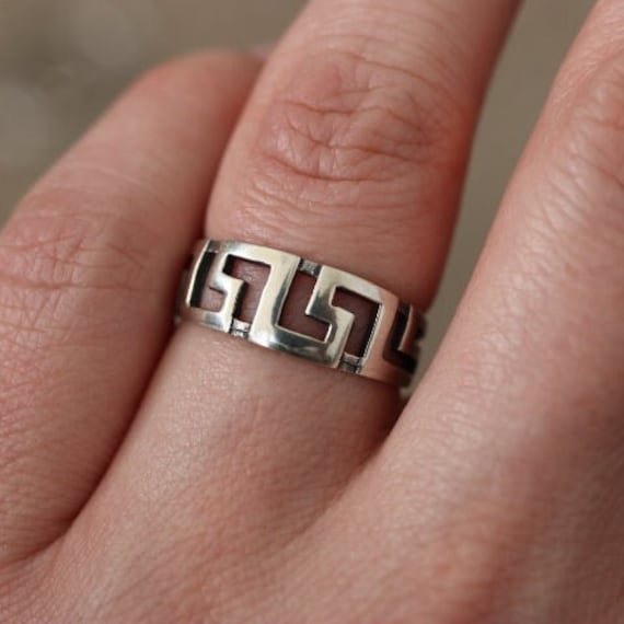 925 Silver Greek Key Design Ring