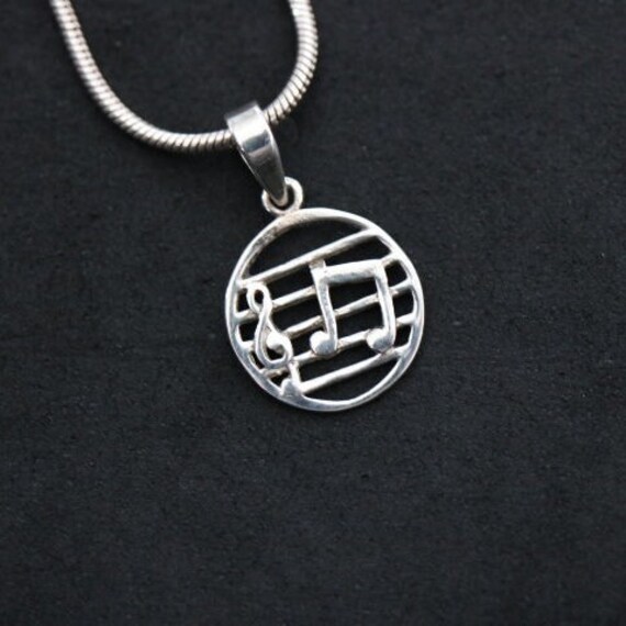 Music Key and Note Design 925 Silver  Pendant
