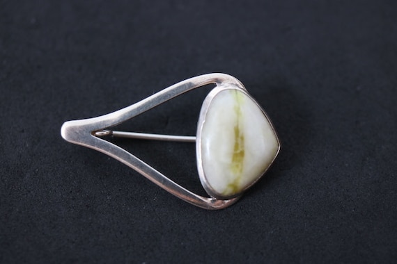 Iona Marble |  Scottish Green Marble Brooch | 925 Sterling Silver