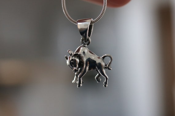 Taurus Zodiac Sign Sterling Silver Pendant