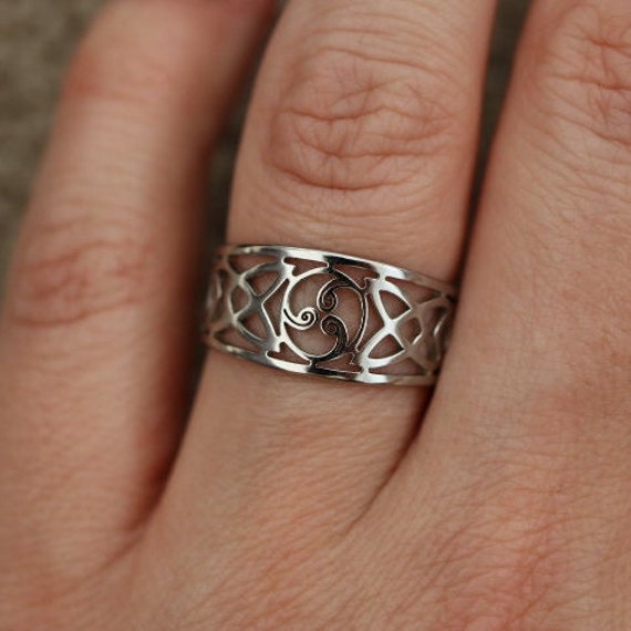 Triskelion and Trinity Knot Stainless Steel Ring | Celtic Design
