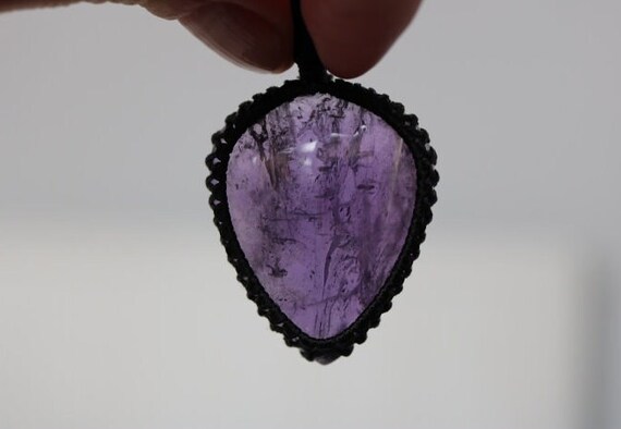 Amethyst Pendant Macrame Wrapped