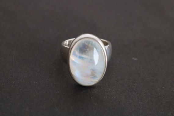 Rainbow Moonstone Ring 925 Sterling Silver Size US 6 | UK  M|  We will  adjust any size free of cost