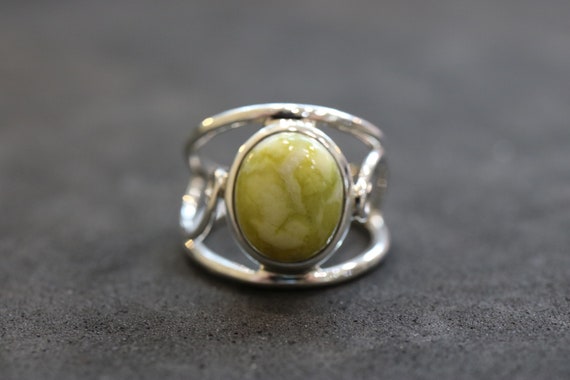Iona Marble | Scottish Green Marble Ring | 925 Sterling Silver