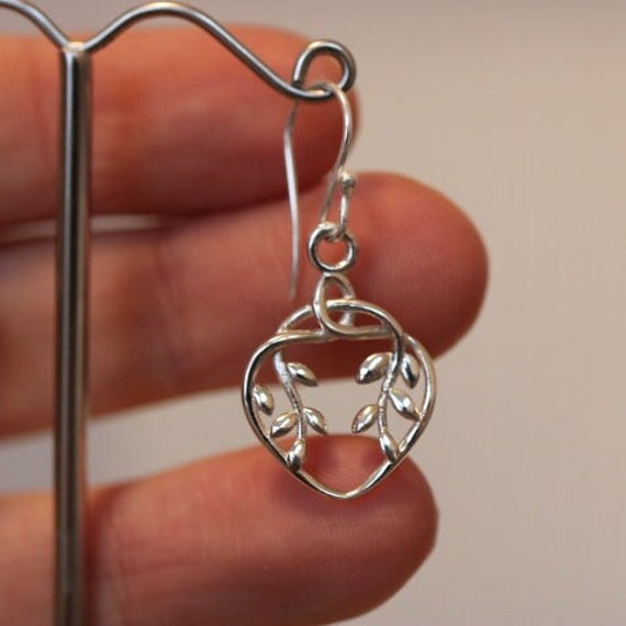 Nature Design Sterling Silver Heart Shaped Earrings
