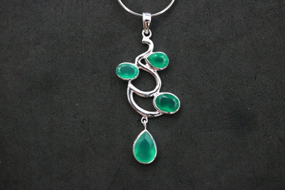Green Chalcedony  Pendant | 925 Sterling Silver