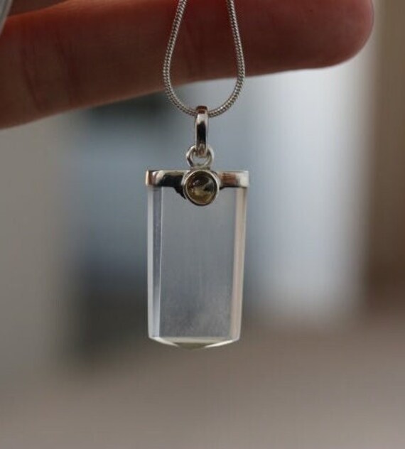 Clear Quartz Pendant with Yellow Topaz | 925 Sterling Silver