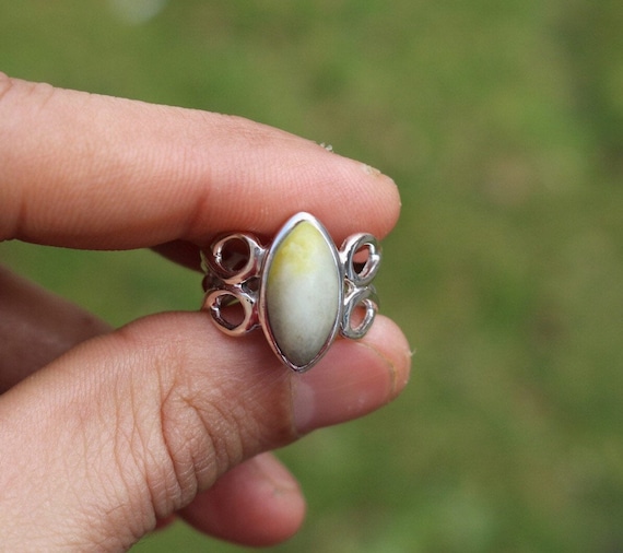 Iona Marble | Scottish Green Marble Ring | 925 Sterling Silver